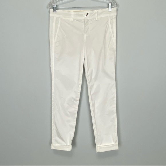 Vince Womens Off White Chino Trouser Pants Flat Front Cotton Stretch size 2 - Picture 1 of 11